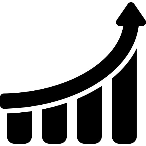 gráfico de barras de estadísticas financieras con flecha hacia arriba icono gratis