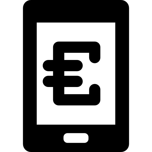signo de comercio digital euro en la pantalla de la tableta icono gratis