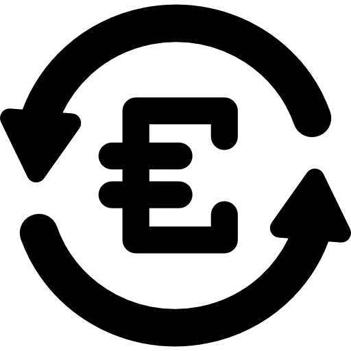 euro-währungszeichen im pfeilkreis gegen den uhrzeigersinn kostenlos Icon