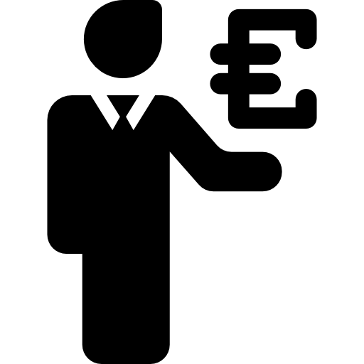 empresario con signo de moneda euro icono gratis