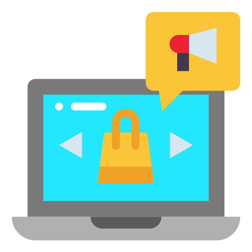 mercadeo en línea icono gratis
