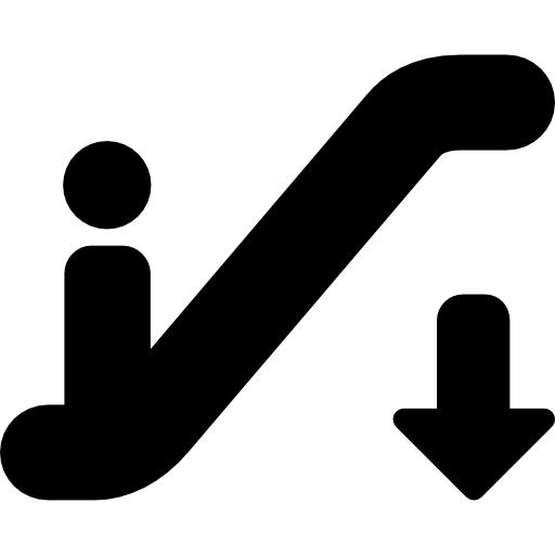 Escalator going down sign icon