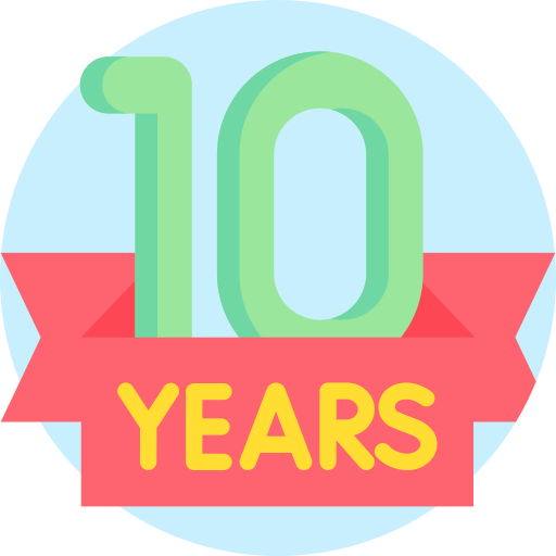 10 años icono gratis