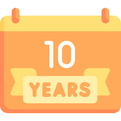 10 años icono gratis