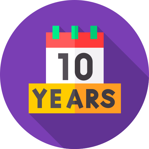 10 años icono gratis