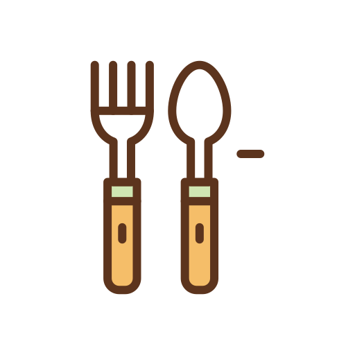 Spoon and fork Generic Outline Color icon