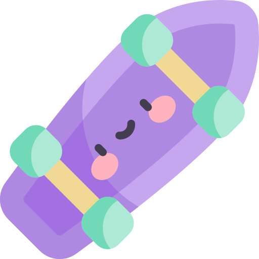 Skateboard Kawaii Flat icon