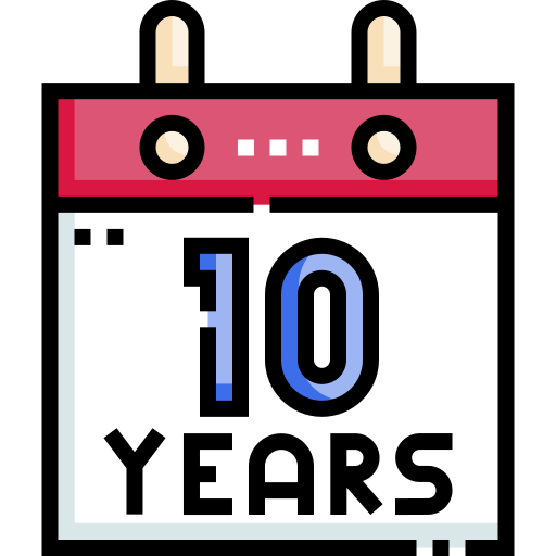 10 años icono gratis