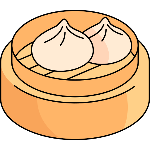 Dumpling Generic Thin Outline Color Icon