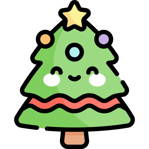 Christmas tree Kawaii Lineal color icon