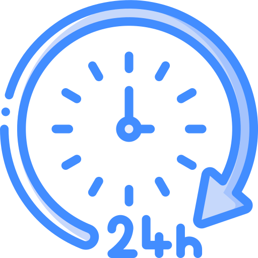 24 Hour Clock Basic Miscellany Blue Icon