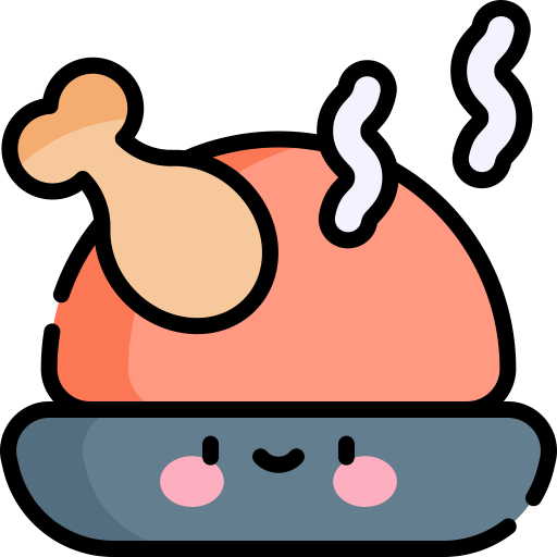 Roasted Chicken Kawaii Lineal Color Icon