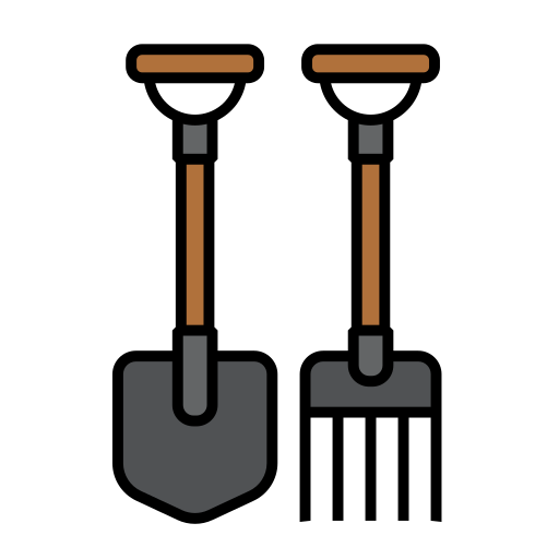 Shovel and rake Generic Outline Color icon