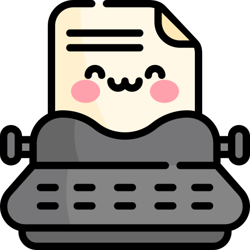 Typewriter Kawaii Lineal Color Icon