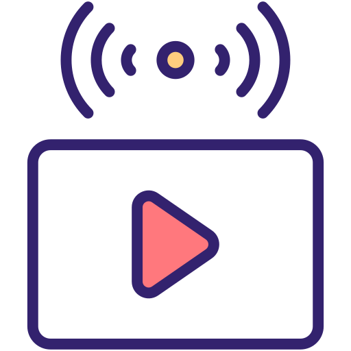 vídeo transmitido en vivo icono gratis