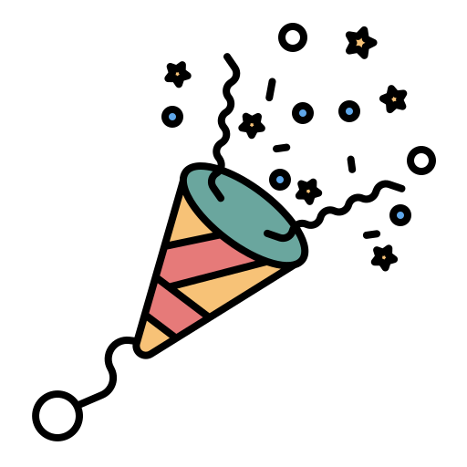 Confetti Generic Outline Color icon