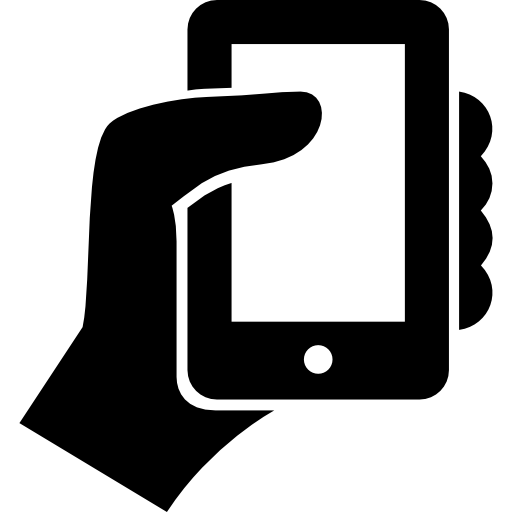 Hand holding up a smartphone free icon