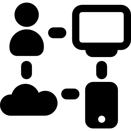 comunicaciones de usuario de dispositivos en la nube icono gratis