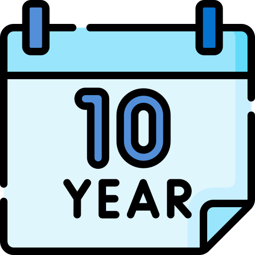 10 años icono gratis