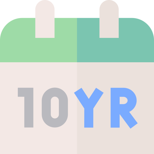 10 años icono gratis