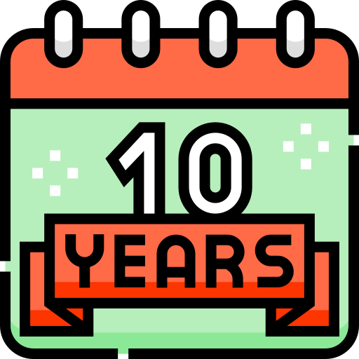 10 años icono gratis