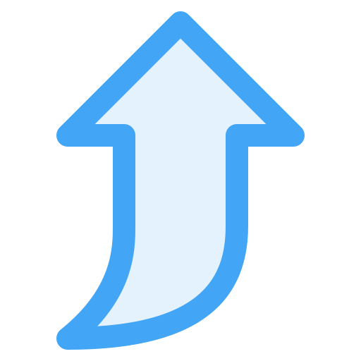 blue curved arrow up