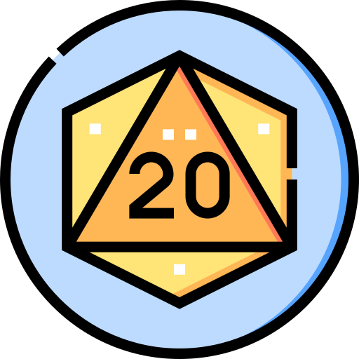 D20 Detailed Straight Lineal color icon