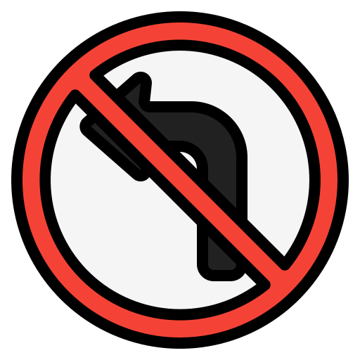 No turn left free icon