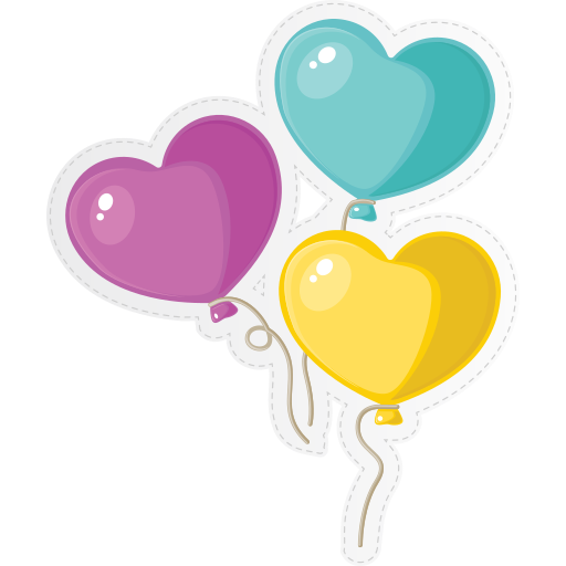 Valentine Day Air Balloon Line Art Sticker Stock Vector by