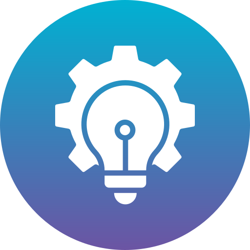 Blue gear with lightbulb icon or logo design Vector Image