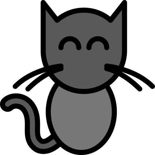 Cute cat black icon illustration PNG, with transparent background