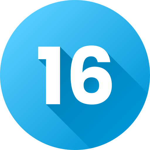 Number 16 Generic Circular Icon