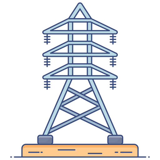 Electric Pole Generic Thin Outline Color Icon