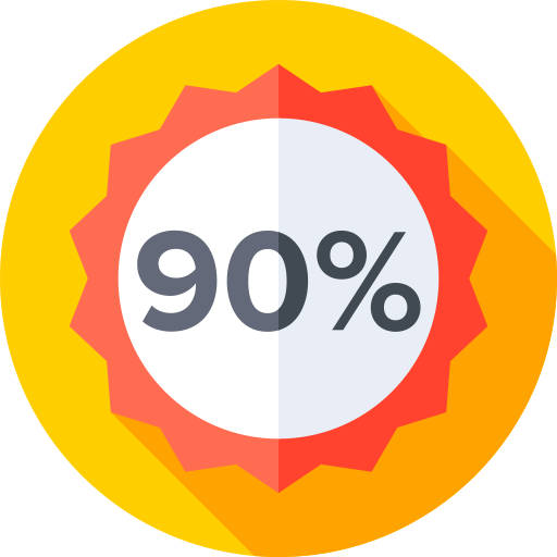 90 pour cent Icône gratuit