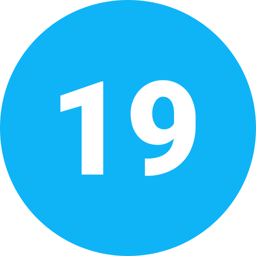 Nineteen free icon