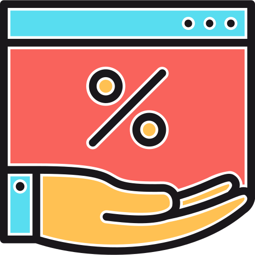 descuento en línea icono gratis