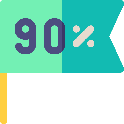90 pour cent Icône gratuit