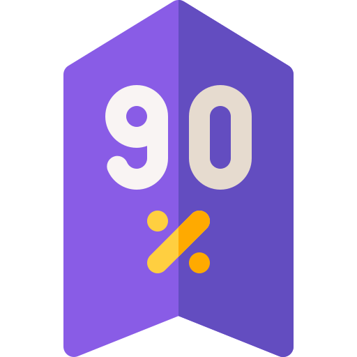 90 por ciento icono gratis