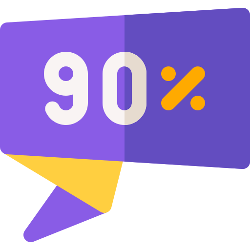 90 pour cent Icône gratuit