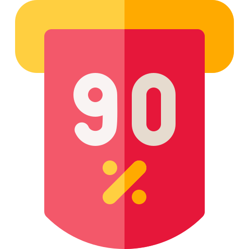 90 por ciento icono gratis