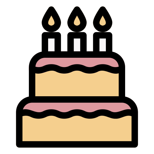 Icon of the birthday cake with three candles Vector Image