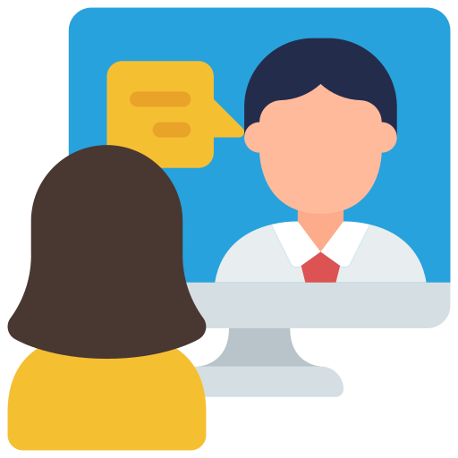 Two people holding a virtual meeting