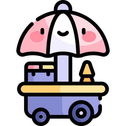 Ice cream cart Kawaii Lineal color icon