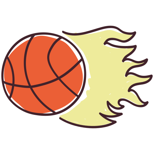 Bola de basquete com logotipo de chama de fogo