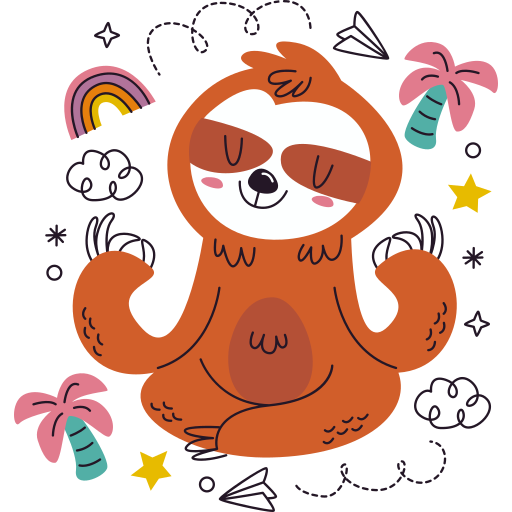 Cute sticker pack with sloth and entertainment Vector Image