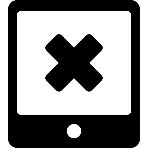 ipad con signo de cancelación icono gratis