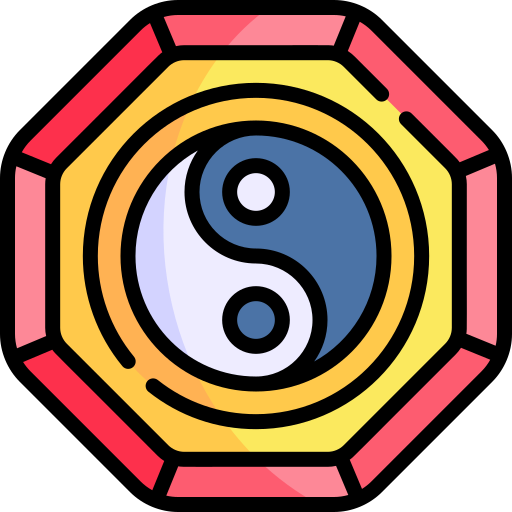 Yin yang Kawaii Lineal color icon