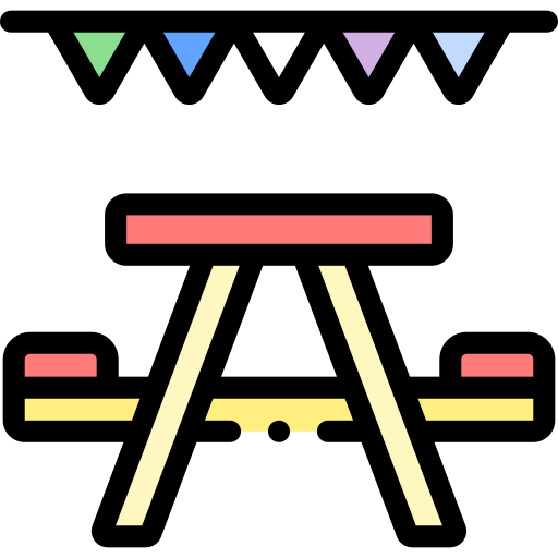 Picnic table Detailed Rounded Lineal color icon