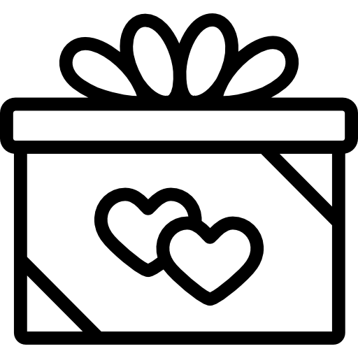 caja de regalo con corazones icono gratis