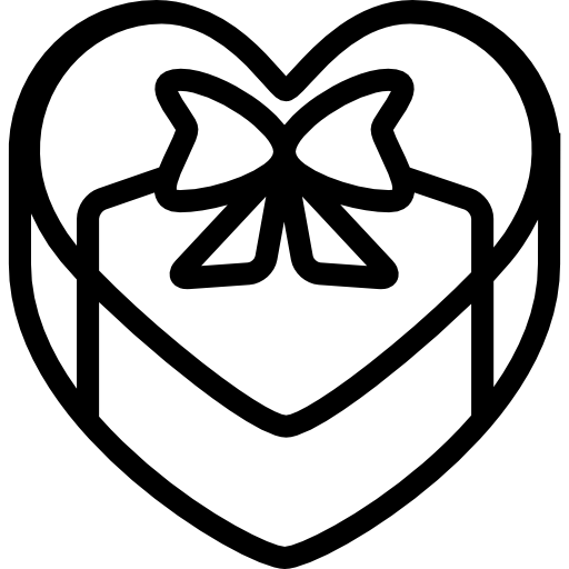 caja de regalo en forma de corazón con cinta icono gratis